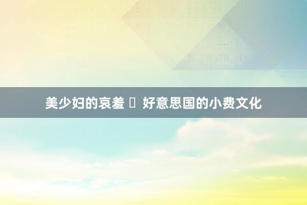 美少妇的哀羞 ​好意思国的小费文化