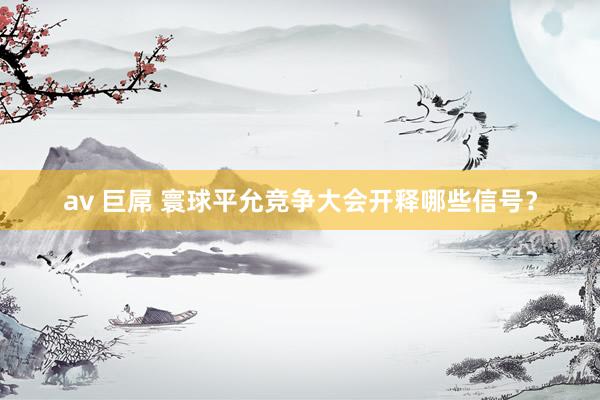 av 巨屌 寰球平允竞争大会开释哪些信号？