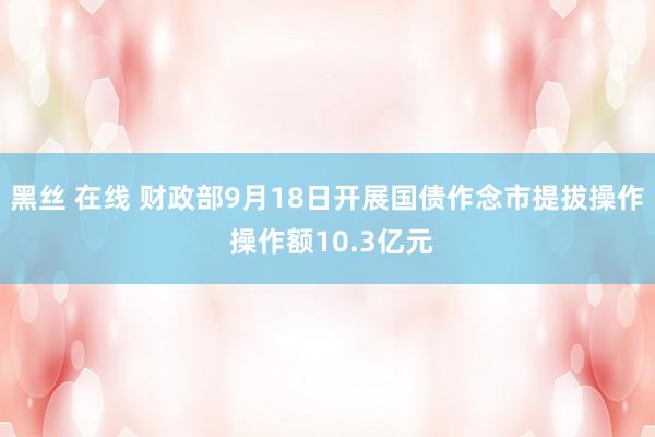 黑丝 在线 财政部9月18日开展国债作念市提拔操作 操作额10.3亿元