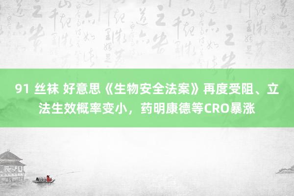 91 丝袜 好意思《生物安全法案》再度受阻、立法生效概率变小，药明康德等CRO暴涨