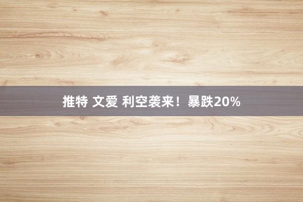 推特 文爱 利空袭来！暴跌20%