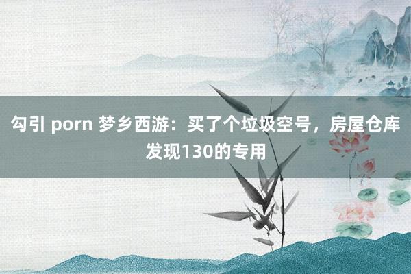 勾引 porn 梦乡西游：买了个垃圾空号，房屋仓库发现130的专用
