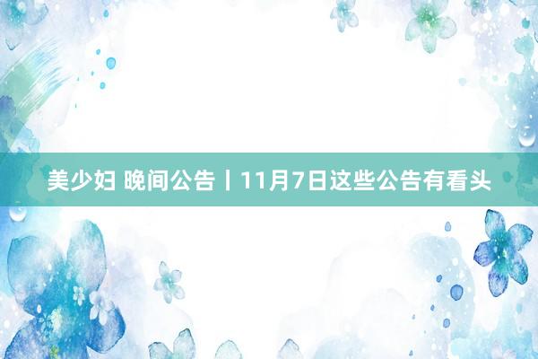 美少妇 晚间公告丨11月7日这些公告有看头