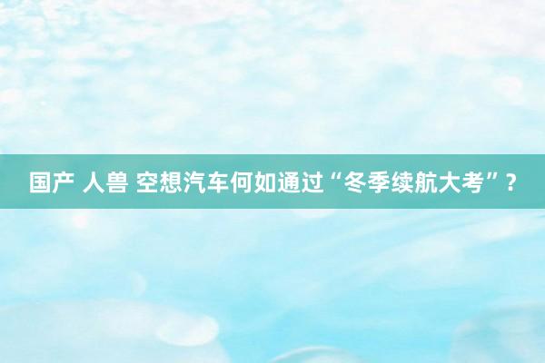 国产 人兽 空想汽车何如通过“冬季续航大考”？