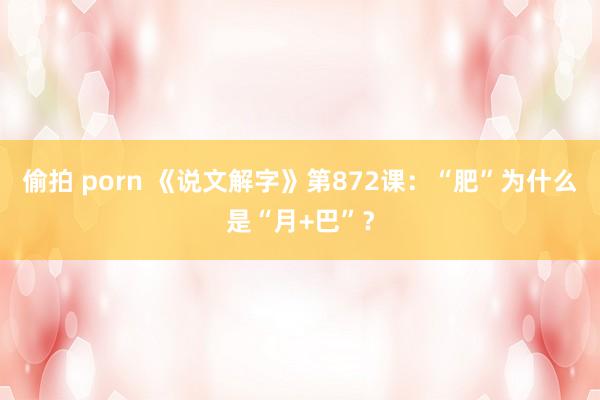 偷拍 porn 《说文解字》第872课：“肥”为什么是“月+巴”？