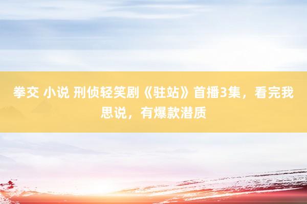 拳交 小说 刑侦轻笑剧《驻站》首播3集，看完我思说，有爆款潜质