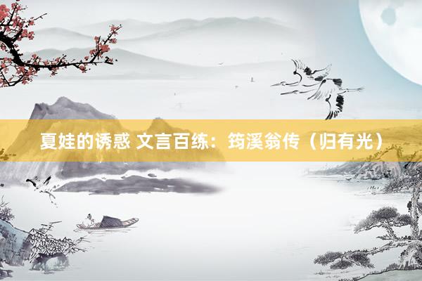 夏娃的诱惑 文言百练：筠溪翁传（归有光）
