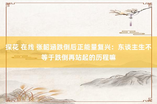 探花 在线 张韶涵跌倒后正能量复兴：东谈主生不等于跌倒再站起的历程嘛